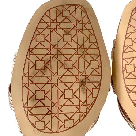 Jewel Badgley Mischka Michelle Gold Metallic Strappy Block Heel Sandals Size 9.5 - Picture 7 of 8